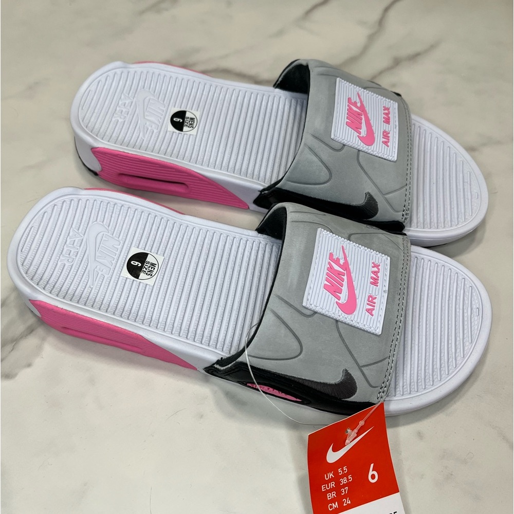 Nike Air Max 90 Slide White Rose Grey BQ4635-100
